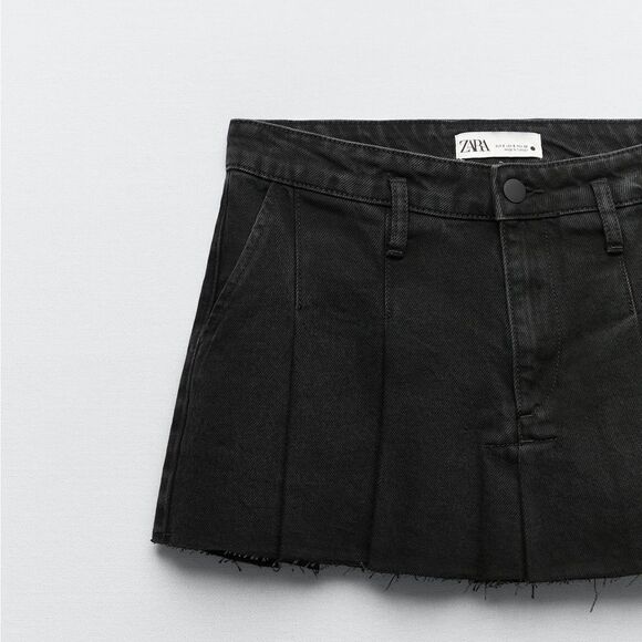 Zara Pleated Skirt Black New - Picture 4 of 5